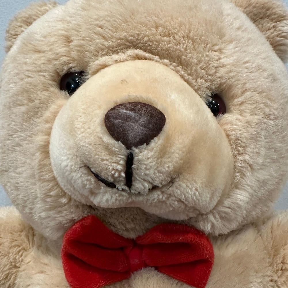 Vintage Gerber TLC Teddy Bear Plush 19" Large Tan Stuffed Animal Red Bow Tie - Picture 8 of 10